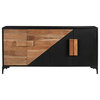 Methone Natural and Black Transitional Four Door Credenza