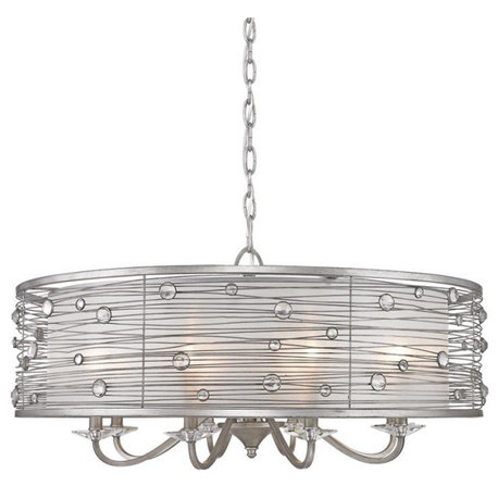 Joia 8 Light Chandelier in Peruvian Silver with Sterling Mist Shade