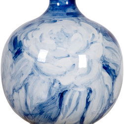 Ceramic Hand Painted Peony Vase - Vases
