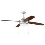 Craftmade - Craftmade 52" Phaze 4 Ceiling Fan in Brushed Polished Nickel - This indoor ceiling fan from Craftmade is a part of the Phaze 4 Blade collection and comes in a brushed polished nickel finish.This light would look best inside. It is rated for dry locations.  This light requires 2 , . Watt Bulbs (Not Included) UL Certified.