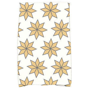 Christmas Stars 2 Holiday Geometric Print Kitchen Towel, Gold
