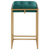 Coaster Nadia Square Velvet Counter Height Stool in Green and Gold