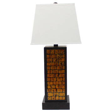 13 X 15 X 30.75 Black Metal With Yellow Brick Pattern - Table Lamp