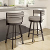 Amisco Browser Swivel Counter and Bar Stool, Beige & Brown Woven Polyester / Dark Brown Metal, Counter Height