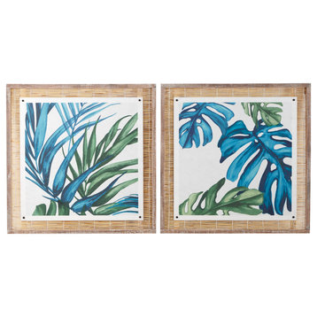 Eclectic Blue Dried Plant Framed Wall Art Set 63412