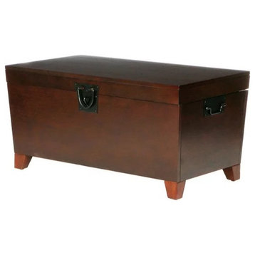 Transitional Coffee Table, Pyramid Trunk Design & Inner Storage Space, Espresso