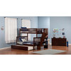 AFI Woodland Twin Over Full Wood Staircase Trundle Bunk Bed in Walnut
