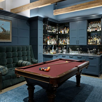 Custom Wall Paneling, Cabinetry & Wine Cellar door for Pool Hall in River North