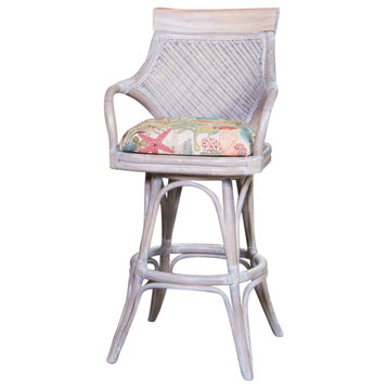 Bermuda 24" Barstool In Rustic Driftwood With Conch Destin