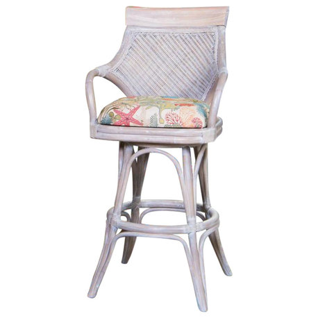 Bermuda 24" Barstool In Rustic Driftwood With Dum Dum Natural