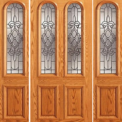 Prehung Mahogany, Arch Twin Lite Glass Door, Two Sidelights - Front Doors