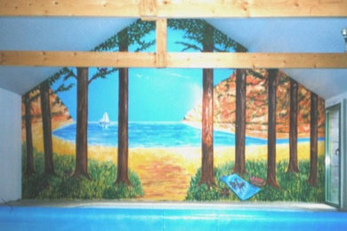 peinture murale dans une piscine couverte