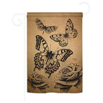 Breeze Decor - Butterflies Burlap 2-Sided Impression Garden Flag - Size: 13 Inches By 18.5 Inches - With A 3" Pole Sleeve. All Weather Resistant Pro Guard Polyester Soft to the Touch Material. Designed to Hang Vertically. Double Sided - Reads Correctly on Both Sides. Original Artwork Licensed by Breeze Decor. Eco Friendly Procedures. Proudly Produced in the United States of America. Pole Not Included.