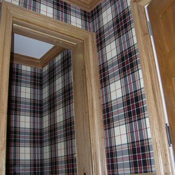 Powder room with check fabric
