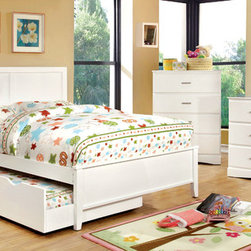 PRISMO 4PCS YOUTH KIDS WHITE FULL PLATFORM STORAGE TRUNDLE BEDROOM SET - Kids Bedroom Furniture Sets