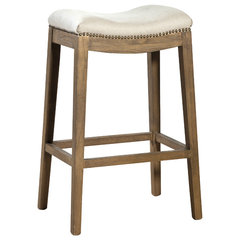 Linon Hampton Counter Stool Beige Padded Seat Wood Frame in Dark Walnut Brown Bar Height Transitional Bar Stools And Counter Stools by GwG Outlet Houzz