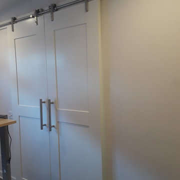 Double Custom White Shaker Barn Doors