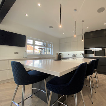 Contemporary kitchen and dining.