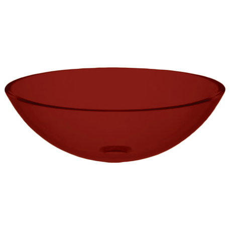 Sphere Glass Vessel Clear Smoth Glass Sink,12-Inch Diameterx4 3/4-Inch Deep, Red