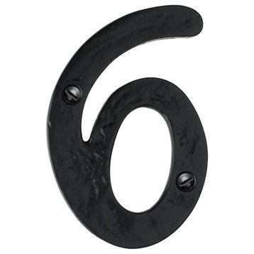 The Mascot Hardware Hammered 4" Black House Number 6