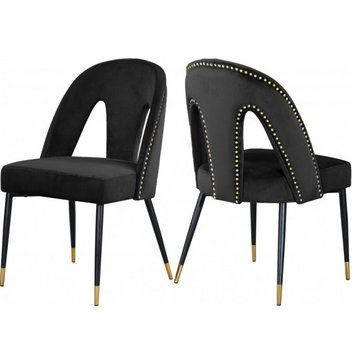 The Roxy Dining Chair, Black, Velvet (Set of 2)
