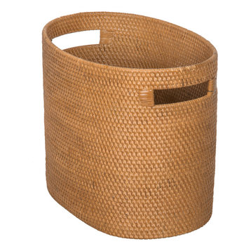 Loma Rattan Oval Magazine Rack, Honey-Brown