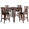 Benzara BM167134 Swish Cashew Wood 5 Pieces Counter Height Dining Set , Brown