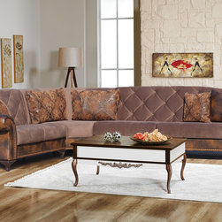 Paris Sectional Sofa in Brown by Casamode Furniture - Sectional Sofas