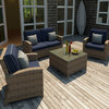 Cypress 4 Piece Outdoor Wicker Sofa Set, Spectrum Indigo Cushions