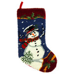 Glitzhome - Hooked Christmas Stocking With Snowman Blue - Joyful snowman, traditional feels. It will be a great decorative item to be used year after year. Hooked and handmade, .