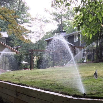 3 Tier PT Timber Walls, PT Timber Steps, Paver Patio, Irrigation, Sod, Drainage