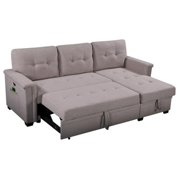 Ashlyn Sleeper Sofa with USB Charger Pocket and Reversible Storage Chaise