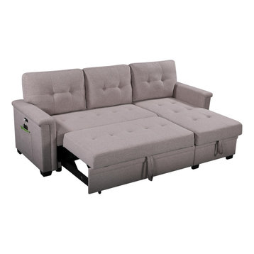 Ashlyn Sleeper Sofa with USB Charger Pocket and Reversible Storage Chaise