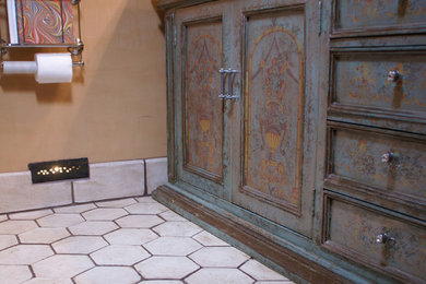 Example of a tuscan bathroom design in Orange County