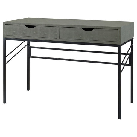 Vetti 44" Faux Shagreen 2 Drawer Desk, Gray