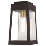 Livex Lighting - Livex Lighting 20852-07 Oslo - 12" One Light Outdoor Wall Lantern - This updated industrial design comes in a taperingOslo 12" One Light O Bronze Clear Glass *UL Approved: YES Energy Star Qualified: n/a ADA Certified: n/a  *Number of Lights: Lamp: 1-*Wattage:100w Medium Base bulb(s) *Bulb Included:No *Bulb Type:Medium Base *Finish Type:Bronze