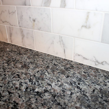 White Kitchen Refaced Cabinets with Gray Granite Countertops ~ Medina, OH