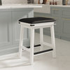 DTY Indoor Living Cortez 24" Bonded Leather Counter Stool, White, Black Leather