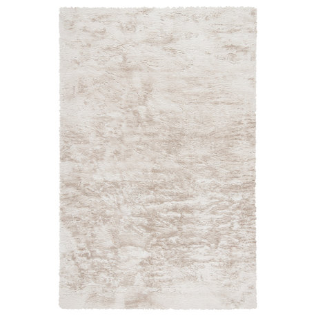 Safavieh Faux Sheep Skin Fss535K Solid Color, Shag Rug, Beige, 5'x7'