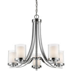 Z-Lite - Z-Lite 426-5-CH Willow - Five Light Chandelier - Clean, graceful lines of the arms + glass shades dWillow Five Light Ch Chrome Clear/Matte O *UL Approved: YES Energy Star Qualified: n/a ADA Certified: n/a  *Number of Lights: Lamp: 5-*Wattage:100w Medium bulb(s) *Bulb Included:No *Bulb Type:Medium *Finish Type:Chrome