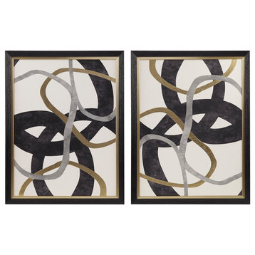 Madison Park Moving Midas Gold Foil Abstract 2-piece Framed Canvas Wall Art Set
