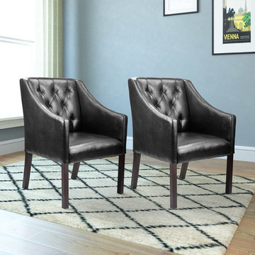 Antonio Accent Club Chair, Black Bonded Leather, Set of 2