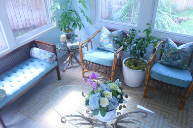 Mid-sized transitional porcelain tile sunroom photo in Wichita