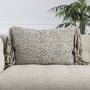 Jaipur Living Cilo Textured Lumbar Pillow, Light Gray/Ivory, Polyester Fill