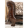 Bowery Hill Faux Leather Sofa in Dark Brown and Brown Finish