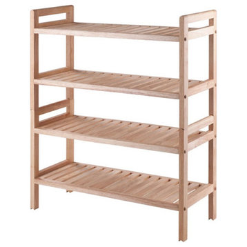 Winsome Mercury 2-Piece Stackable Solid Wood Shoe Rack Set in Natural