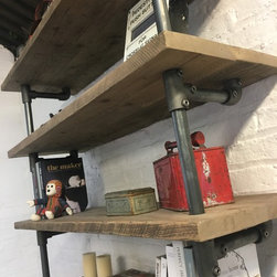 Annabel Reclaimed Scaffolding Boards & Steel Pipe Shelving / Bookcase - Bookcases