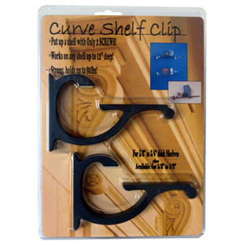 The Curve Clip For 5/8"-3/4" Thick Shelves, Satin Black
