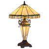 BELLE Tiffany-style 3 Light Mission Double Lit Table Lamp 16inches Shade