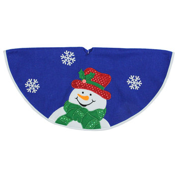 20"  Mini Christmas Tree Skirt With Embroidered and Embellished Snowman
